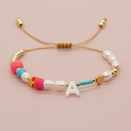 Bohemian Style Shell Letter Bead Braided Bead Bracelets for Women WG07C1E-01-1