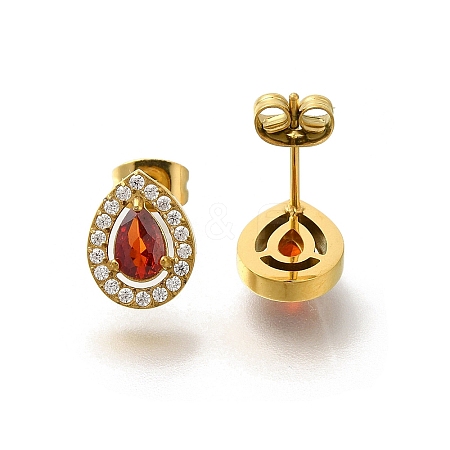 Ion Plating(IP) 304 Stainless Steel Stud Earrings EJEW-H018-01G-02-1