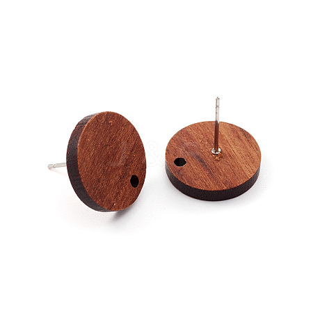 Coconut Brown Wood Stud Earring Findings EJEW-CJC0001-13-1