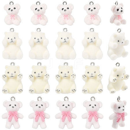 4Pcs 4 Styles Flocky Opaque Resin Pendants FIND-YW0010-31-1