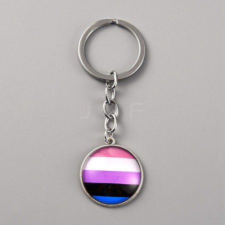 Glass Keychain KEYC-WH0024-18P-04-1