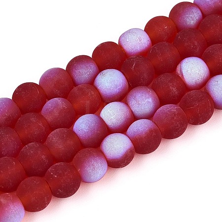 Frosted Transparent Glass Beads Strands GLAA-T032-T6mm-MBB20-1