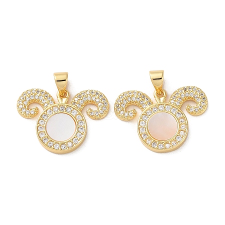 Brass Micro Pave Clear Cubic Zirconia Pendants KK-B083-40A-G-1