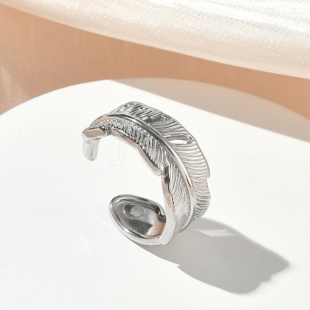 304 Stainless Steel Cuff Open Rings for Women RJEW-L341-03B-P-1