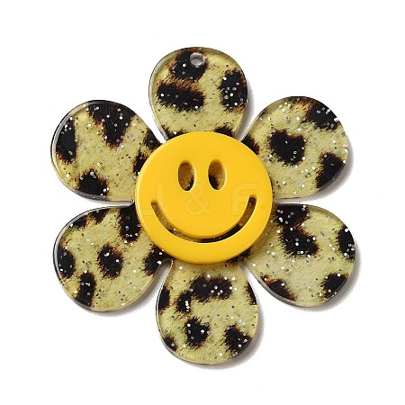 Leopard Print Pattern Acrylic Big Pendants LS-OACR-B008-C01-1