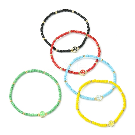 5Pcs 5 Colors Glass Seed Beads Beaded Stretch Bracelets Sets BJEW-TA00322-1
