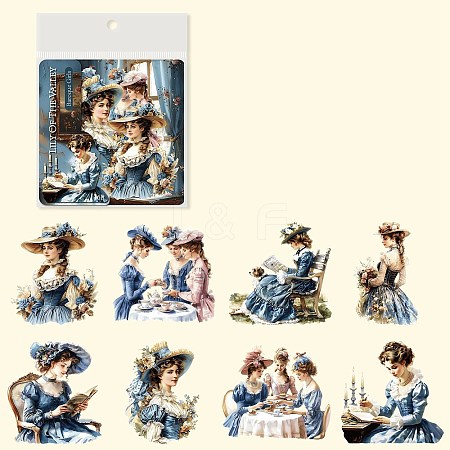 16Pcs PET Baroque Maiden Waterproof Stickers PW-WG5252D-04-1