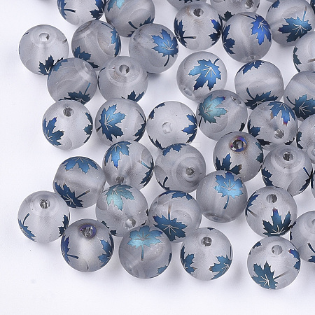 Autumn Theme Electroplate Transparent Glass Beads EGLA-S178-01C-1