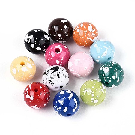 Opaque & Spray Painted Acrylic Beads OACR-G049-01A-1