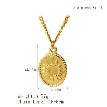 Stylish Stainless Steel Sunbeam Pendant Necklace for Women's Daily Wear KZ7444-3-1