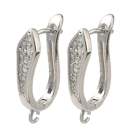 Arrow Brass Micro Pave Cubic Zirconia Earring Findings KK-D226-06P-1