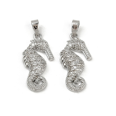 Brass Micro Pave Cubic Zirconia Pendants KK-C093-14P-1