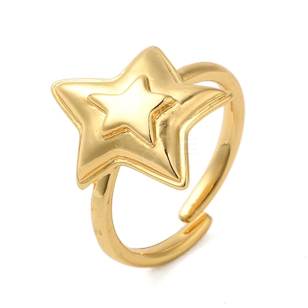 Star Brass Adjustable Rings for Women RJEW-A048-02G-1