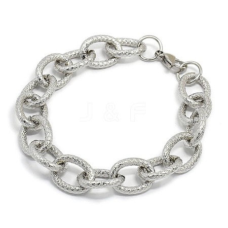 Tarnish Resistant Fashionable 304 Stainless Steel Reticular Grain Cable Chain Bracelets STAS-A028-B092P-1