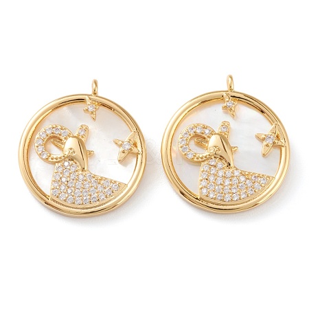 Real 18K Gold Plated Brass Micro Pave Clear Cubic Zirconia Pendants ZIRC-J039-14G-C-1
