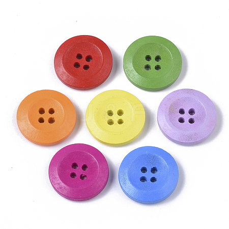 4-Hole Spray Painted Wooden Buttons BUTT-T006-014-1