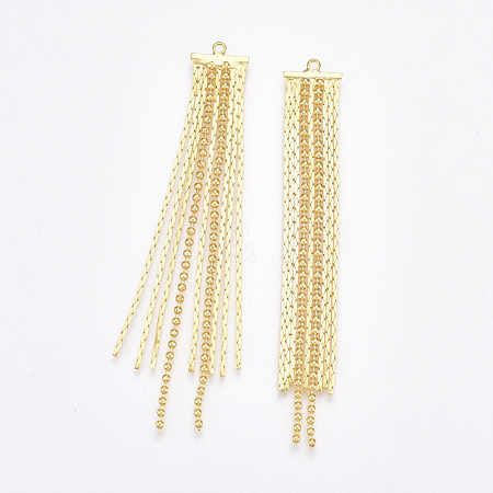 Brass Tassel Big Pendants KK-T038-42G-1