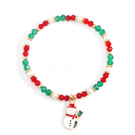 Christmas Theme Glass Beads Charms Bracelets VT5394-5-1