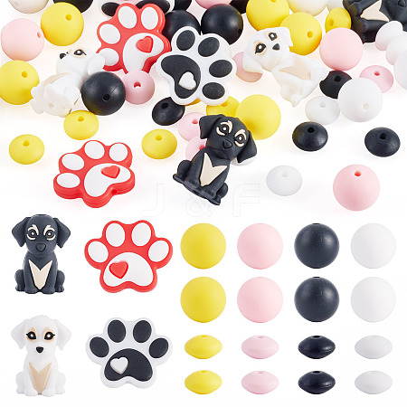 52Pcs Dog Themed Silicone Beads SIL-TA0003-36-1