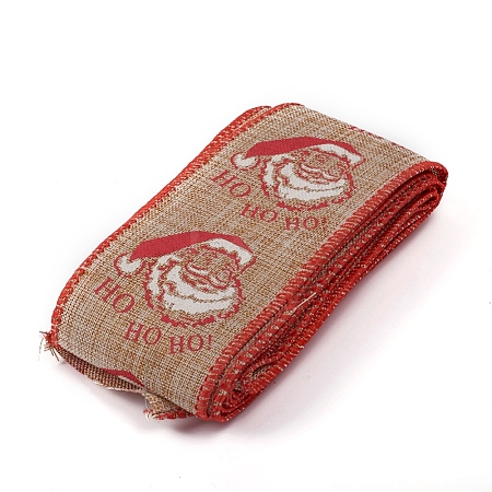 Christmas Burlap Ribbon SRIB-WH0006-15G-1