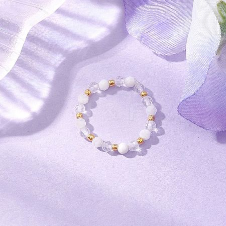 Natural Moonstone Beaded Stretch Rings RJEW-JR00867-08-1