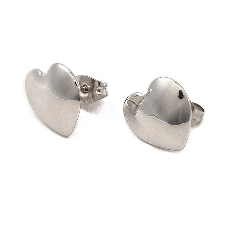 304 Stainless Steel Heart Stud Earrings for Women EJEW-I281-07P-1