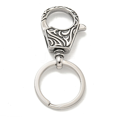 Tibetan Style 316 Surgical Stainless Steel Fittings with 304 Stainless Steel Key Ring FIND-Q101-14AS-1