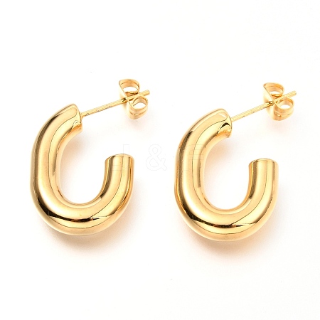 201 Stainless Steel Half Hoop Earrings EJEW-C501-16G-C-1