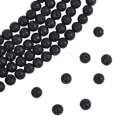 5 Strands Natural Lava Rock Round Beads Strands G-LT0001-02C-02-1