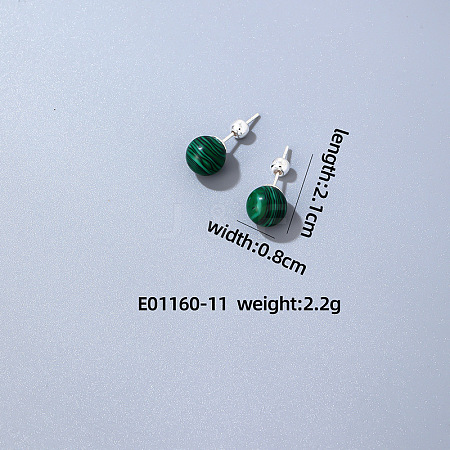 Handmade Fashion Natural Turquoise Stainless Steel Bead Earrings Accessories for Autumn/Winter VH6205-9-1