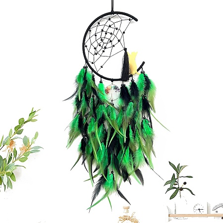 Cat Woven Net/Web with Feather Pendant Decoration PW-WGF66F3-02-1