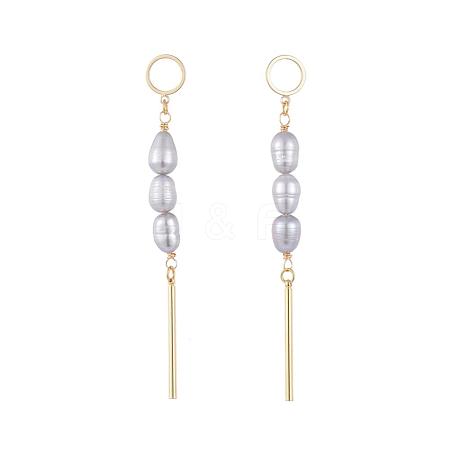 Natural Pearl Dangle Stud Earrings EJEW-JE03979-01-1
