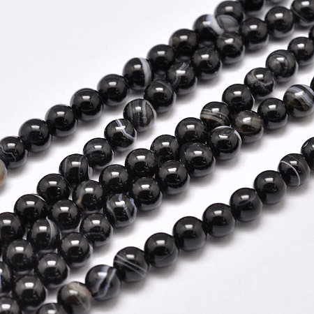 Natural Black Agate Bead Strands G-G962-14mm-12-A-1