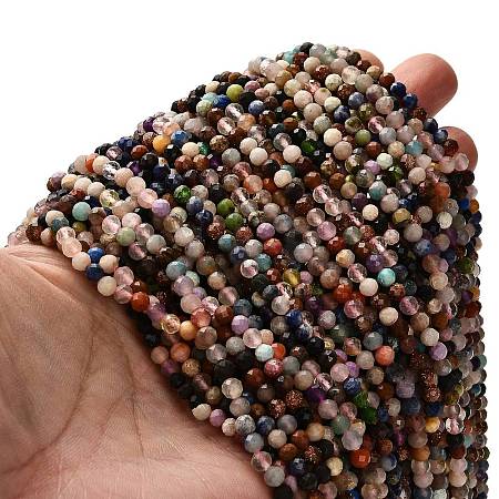 Natural Mixed Gemstone Beads Strands G-RM2025-A16-4mm-1