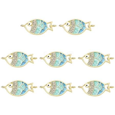 10Pcs Alloy Enamel Fish Links Connectors ENAM-YW0005-86C-1