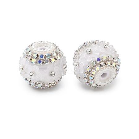 Bling Resin Rhinestone Flower Beads OACR-D310-01P-F-1