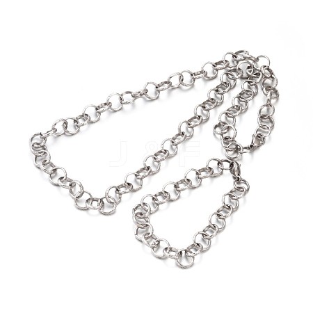 304 Stainless Steel Rolo Chains Jewelry Sets SJEW-O030-02P-1