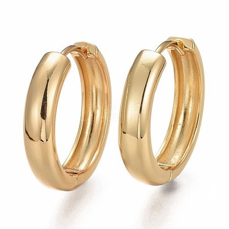 Brass Huggie Hoop Earrings EJEW-F260-01B-G-1