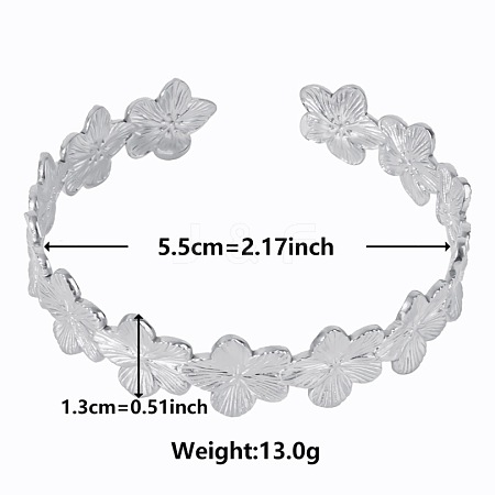 Elegant and Stylish Design Flower 304 Stainless Steel Cuff Bangles for Women PM0855-1-1