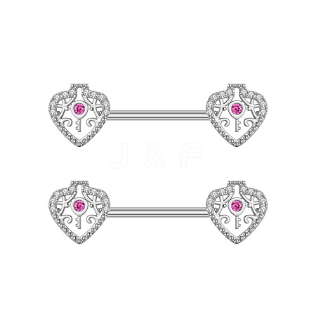 304 Stainless Steel Micro Pave Violet Cubic Zirconia Nipple Rings WGA4B87-02-1