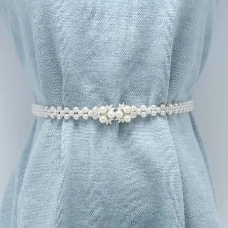 White Plastic Imitation Pearl Beaded Belly Chains WG08E5B-08-1