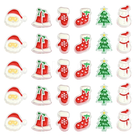 24Pcs 6 Styles Christmas Decorations Theme Opaque Acrylic Bead OACR-YW0004-09-1
