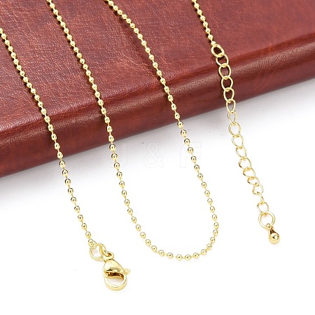 Brass Ball Chains Necklace for Women NJEW-P265-13G-1