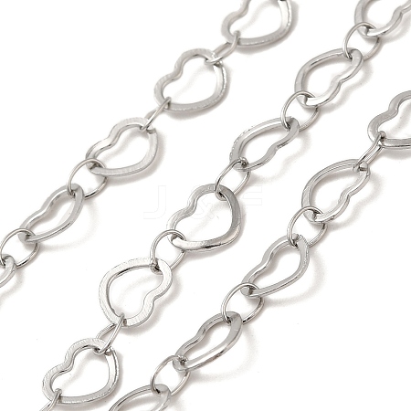 304 Stainless Steel Heart Link Chains CHS-C013-04P-1