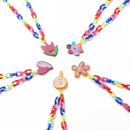 Lovely Opaque Acrylic Pendant Necklace for Teen Girl Women NJEW-JN03752-1