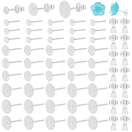 48Pcs 3 Styles Sterling Silver Earring Findings STER-PH0004-73-1