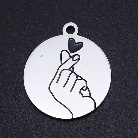 Non-Tarnish 201 Stainless Steel Etched ASL Pendants STAS-N090-JN799-1