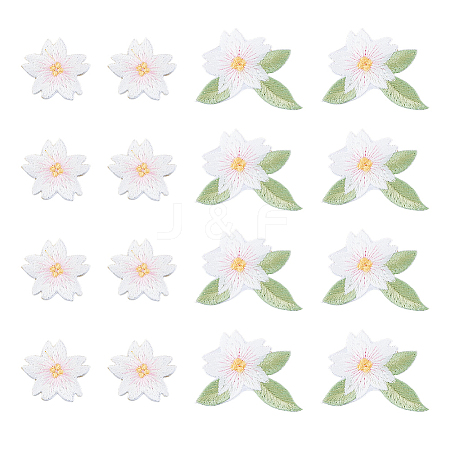 20Pcs 2 Styles Flower Embroidery Cloth Sew on Appliques PATC-FH0001-20-1