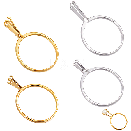 4Pcs 4 Styles 304 Stainless Steel Finger Ring Components DIY-BBC0003-14-1