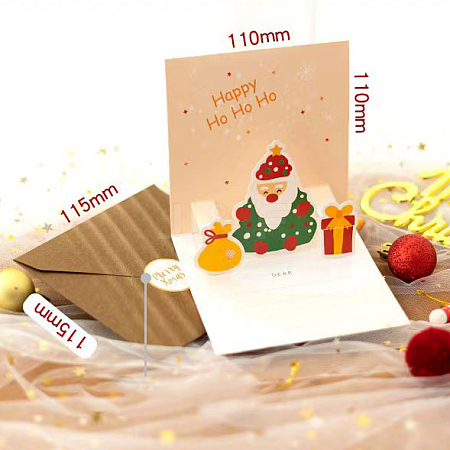Christmas Theme 1Pc Paper Envelope and 1Pc 3D Pop Up Greeting Card Set SCRA-PW0007-69A-1